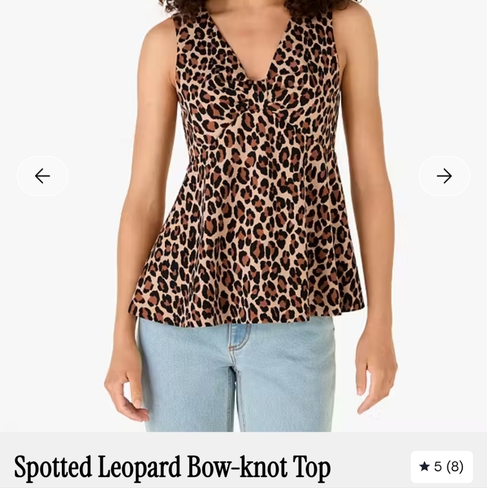 Kate Spade New York Leopard Print Sleeveless Peplum Top Size 10 NWOT